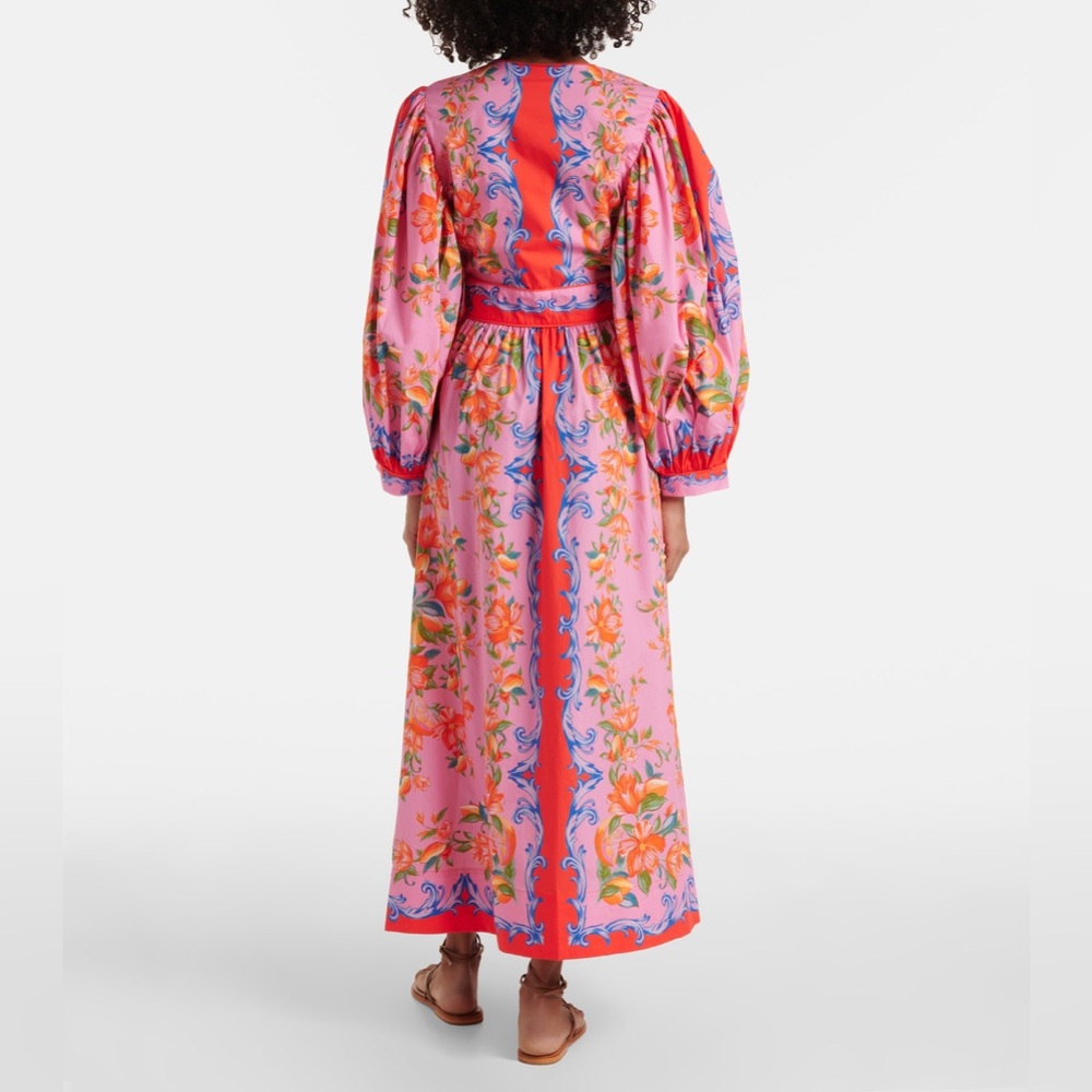 NWT Farm Rio Sicily Flowers Orange Printed Cotton Maxi Dress XS - Picture 2 of 16